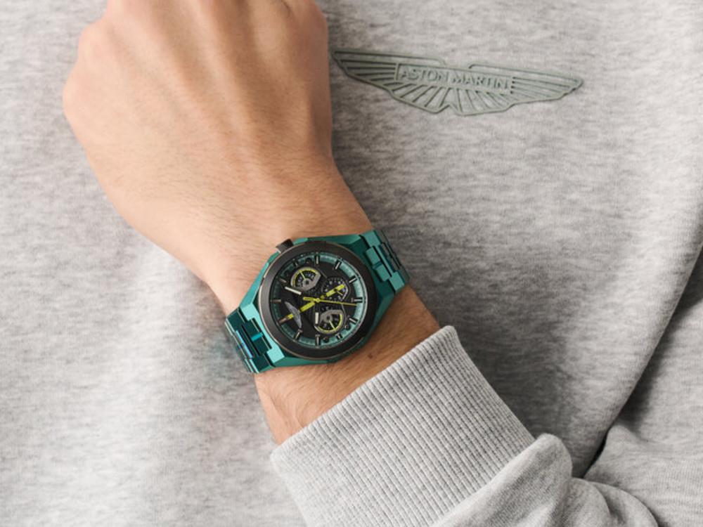 Reloj de Cuarzo Aston Martin Thrill, Acero reciclado, Negro, 42 mm, MTRI2S606