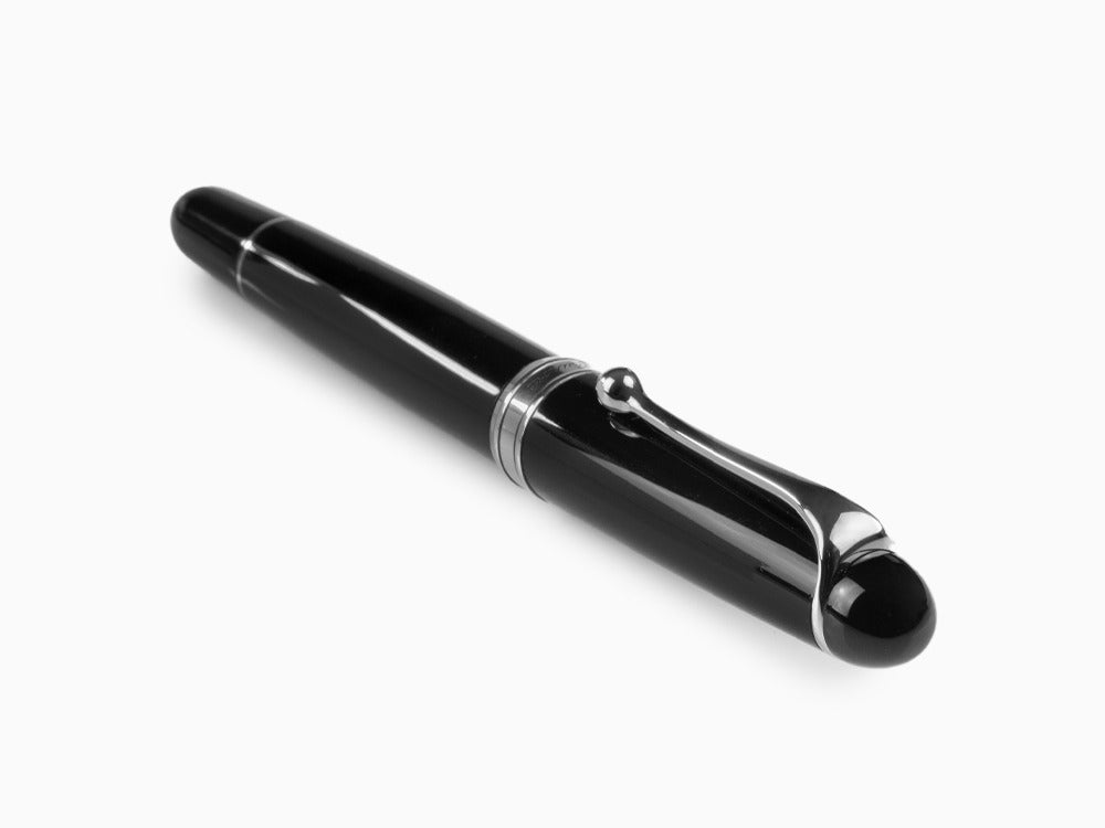 Pluma Estilográfica Aurora 88 Big, Resina Negra, Adornos cromados, 800C