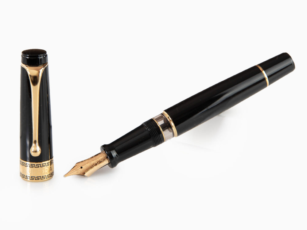 Pluma Estilográfica Aurora Optima, Resina, Negro, PVD Oro, 997N