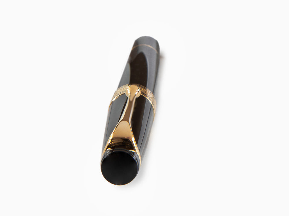 Pluma Estilográfica Aurora Optima, Resina, Negro, PVD Oro, 997N