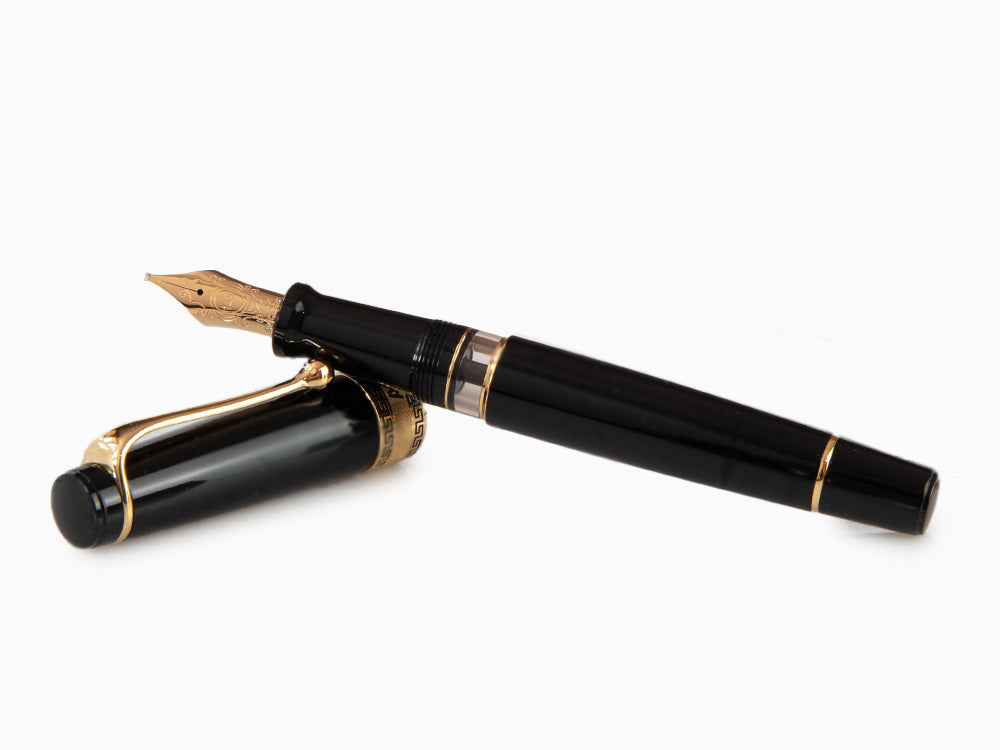 Pluma Estilográfica Aurora Optima, Resina, Negro, PVD Oro, 997N