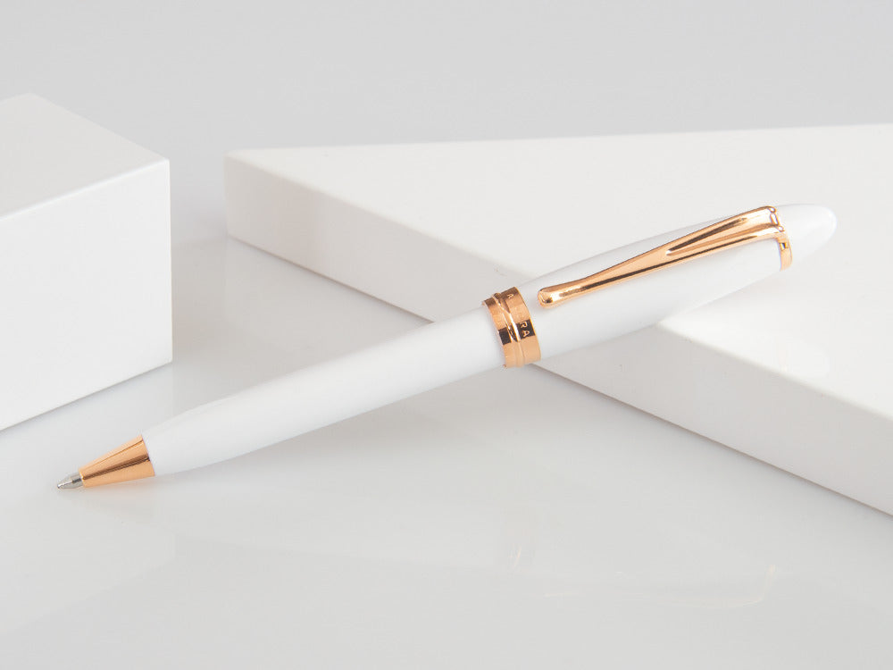 Bolígrafo Aurora Ipsilon Invierno, Resina, PVD Oro rosa, Blanco, B31-PW
