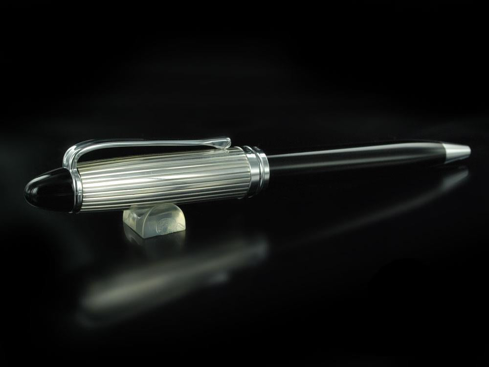 Bolígrafo Aurora Ipsilon Silver - Plata Maciza y Resina Negra - B34CN