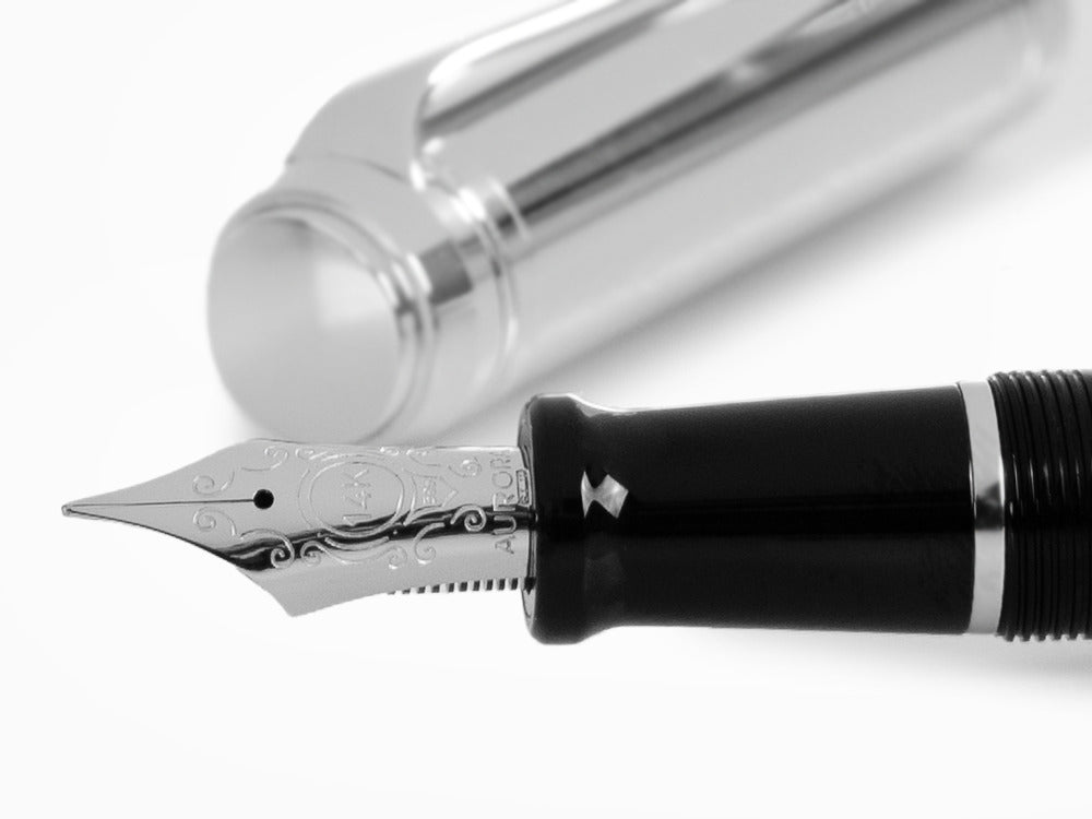 Pluma Estilográfica Aurora Big Talentum, Adornos Cromados, Negro, D11C