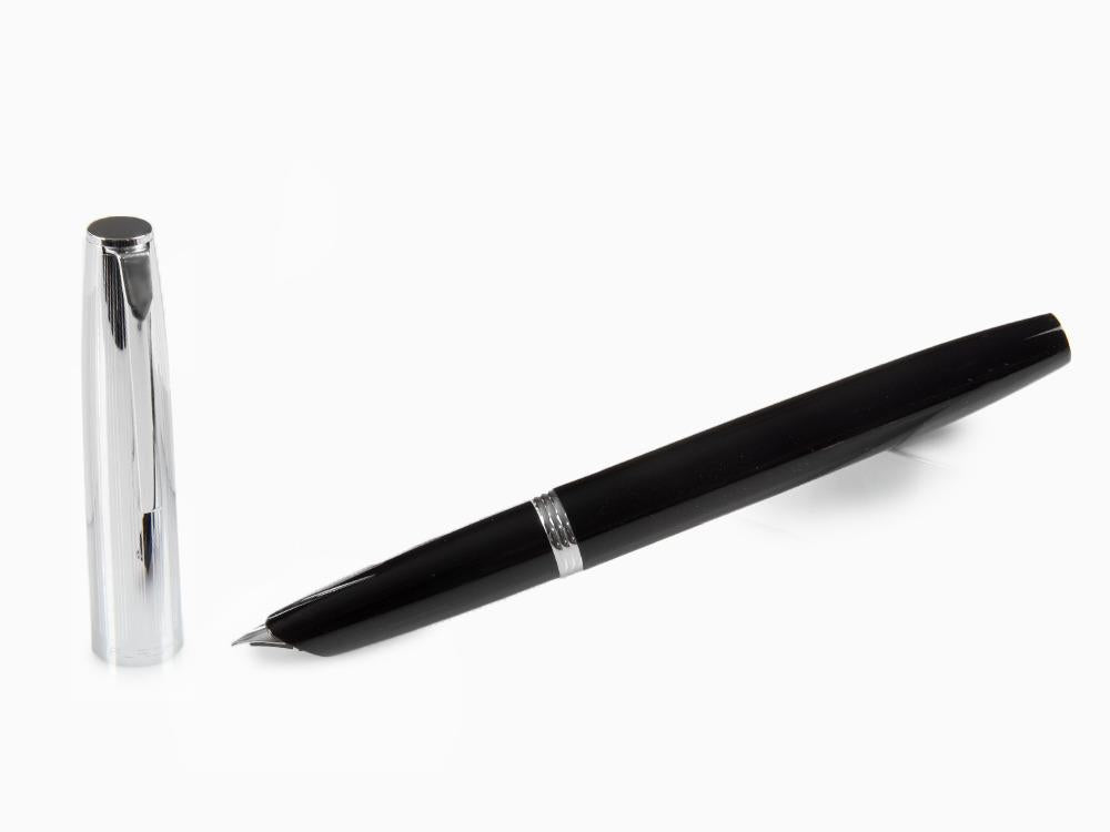 Pluma Estilográfica Aurora Duo-Cart, Resina Negra, Cromo, DC57-CNM