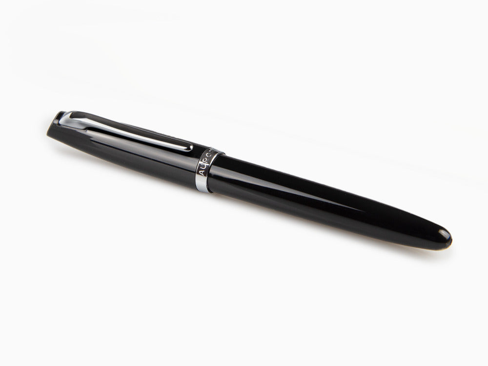 Pluma Estilográfica Aurora Style - Resina Negra y Cromado - E12N