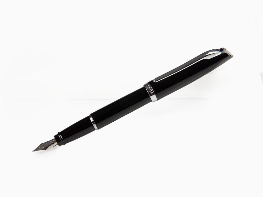 Pluma Estilográfica Aurora Style - Resina Negra y Cromado - E12N