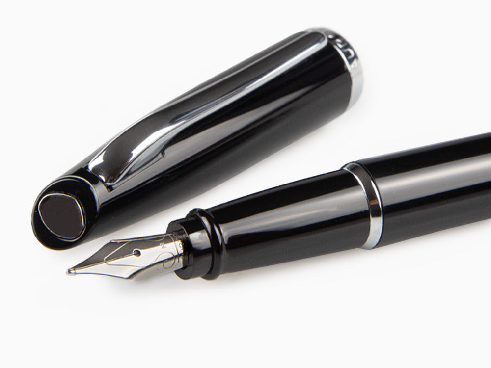 Pluma Estilográfica Aurora Style - Resina Negra y Cromado - E12N