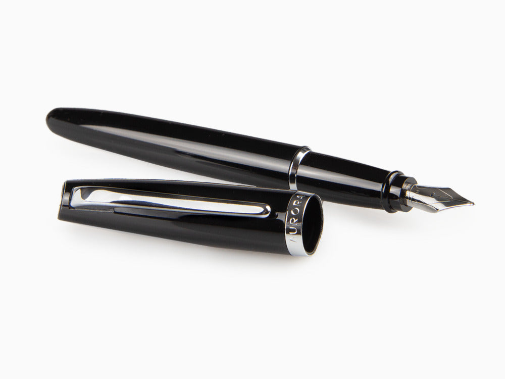 Pluma Estilográfica Aurora Style - Resina Negra y Cromado - E12N