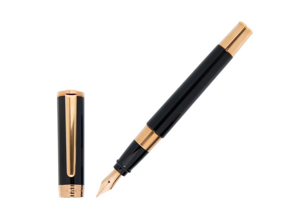Pluma Estilográfica Aurora TU, Resina, PVD Oro rosa, Negro, T11PN