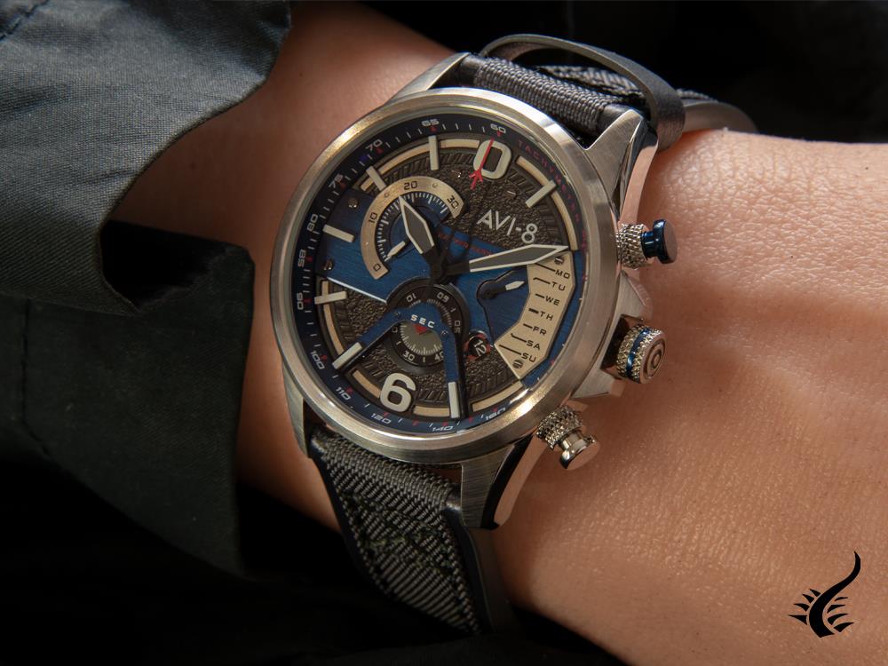 Reloj de Cuarzo AVI-8 Hawker Harrier II, Azul, 43 mm, AV-4056-04