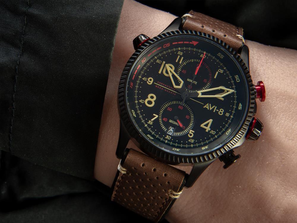 Reloj de Cuarzo AVI-8 Hawker Hunter Duke Chronograph Tangmere, Negro, AV-4080-04