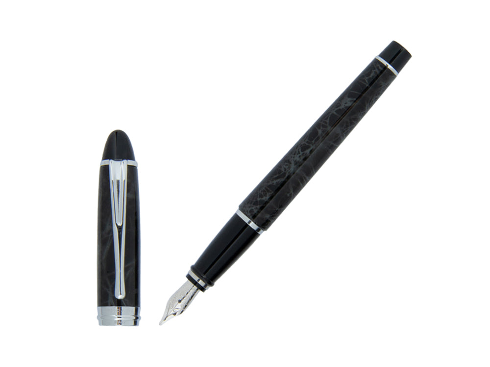 Pluma Estilográfica Aurora Ipsilon, Resina gris, Adornos cromados, b13CG