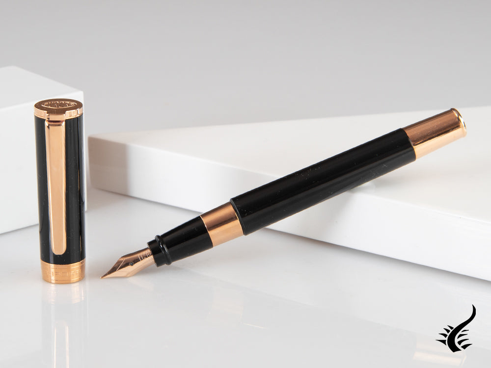 Pluma Estilográfica Aurora TU, Resina, PVD Oro rosa, Negro, T11PN