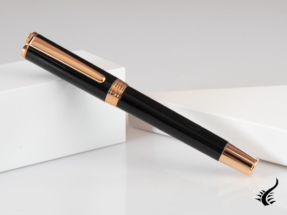 Pluma Estilográfica Aurora TU, Resina, PVD Oro rosa, Negro, T11PN