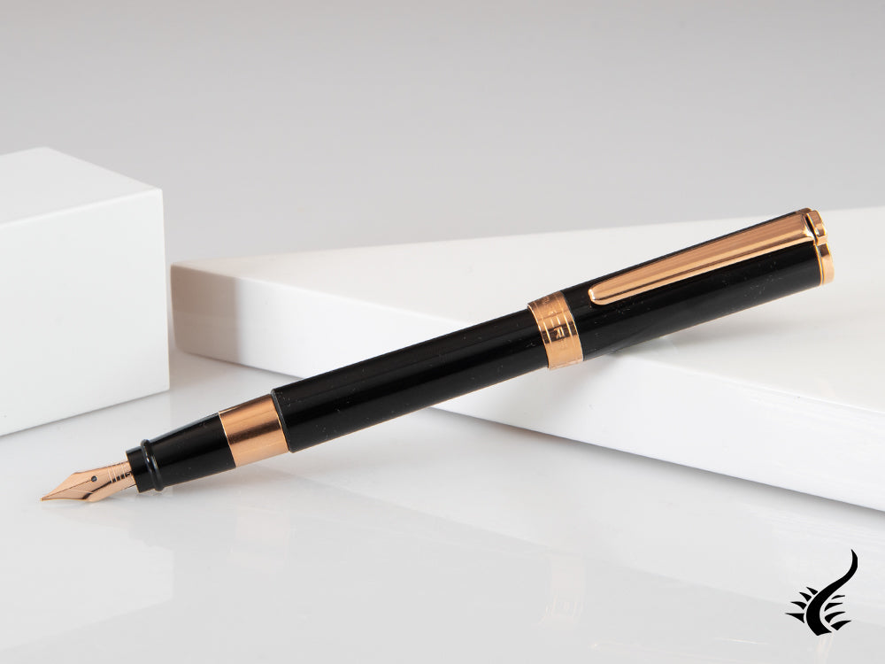 Pluma Estilográfica Aurora TU, Resina, PVD Oro rosa, Negro, T11PN