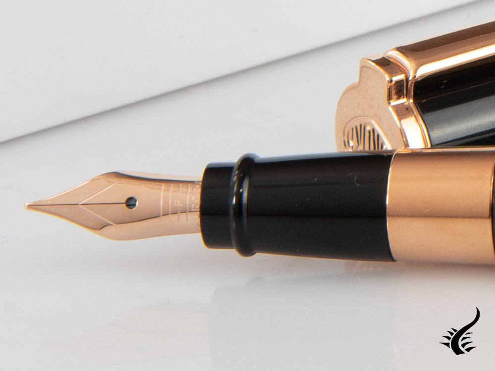 Pluma Estilográfica Aurora TU, Resina, PVD Oro rosa, Negro, T11PN