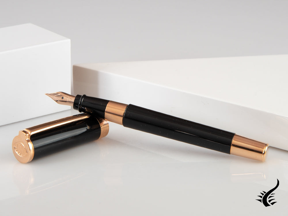 Pluma Estilográfica Aurora TU, Resina, PVD Oro rosa, Negro, T11PN