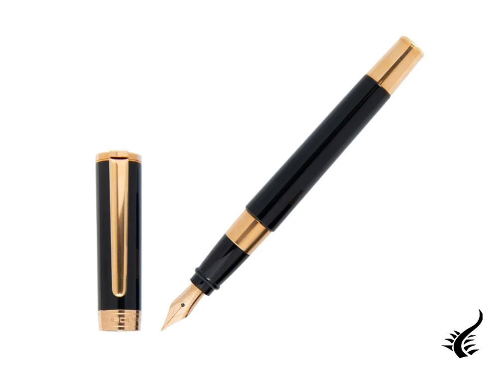 Pluma Estilográfica Aurora TU, Resina, PVD Oro rosa, Negro, T11PN