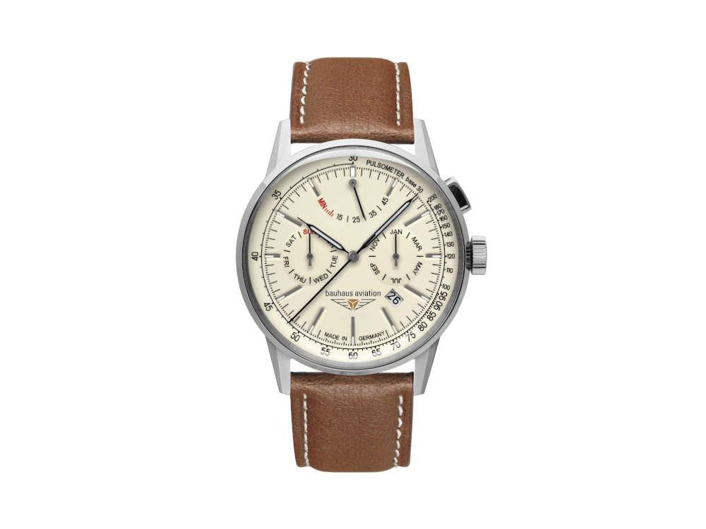 Reloj Automático Bauhaus Aviation G38 Dessau, Beige, 42 mm, Miyota 9100, 2362-5