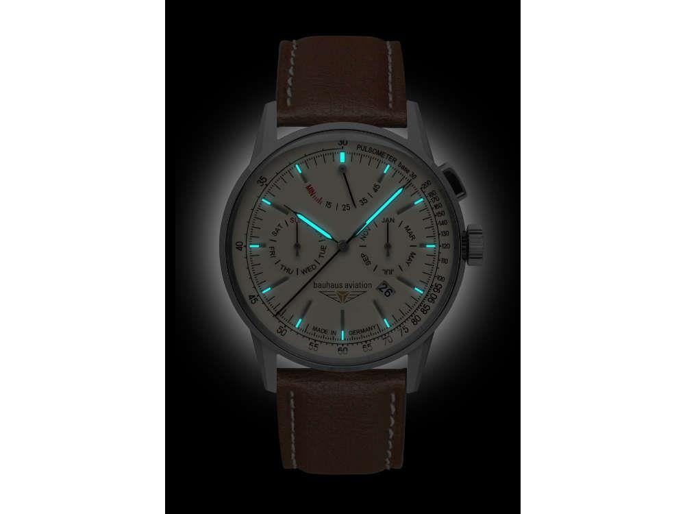 Reloj Automático Bauhaus Aviation G38 Dessau, Beige, 42 mm, Miyota 9100, 2362-5