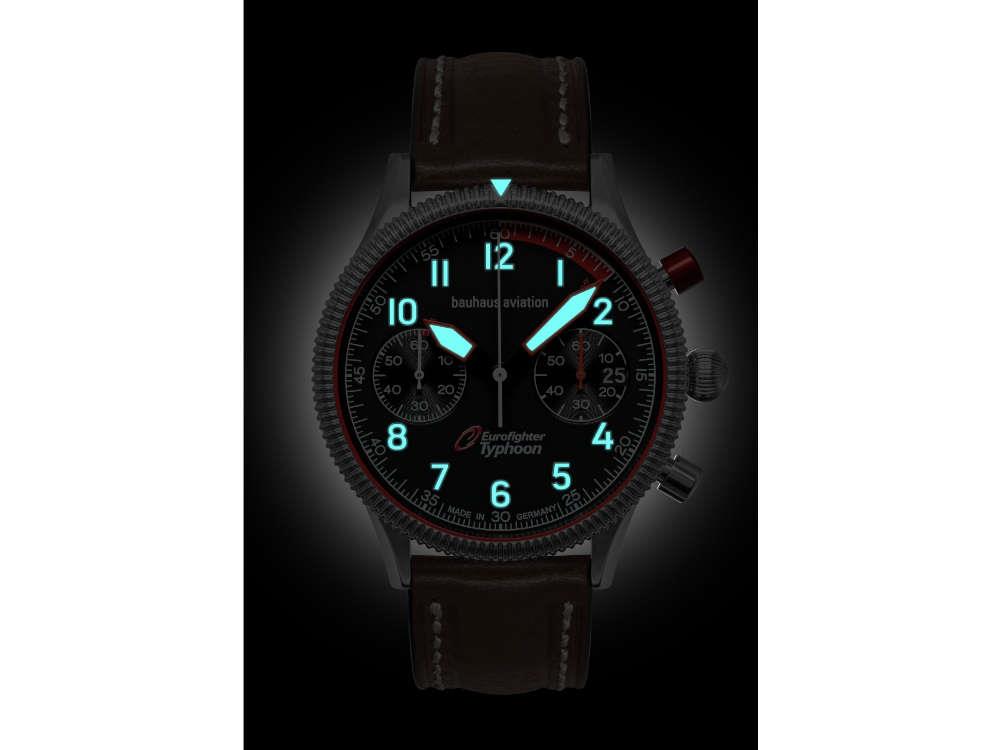 Reloj de Cuarzo Bauhaus Aviation, Negro, 41 mm, Cronógrafo, Día, 2576-2