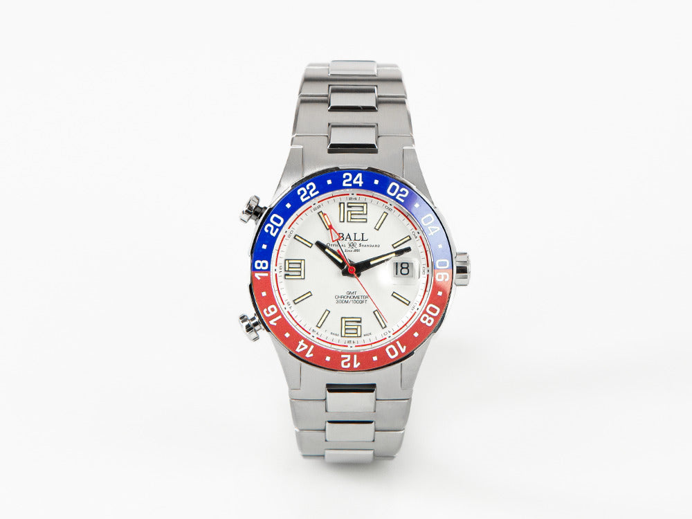 Reloj Automático Ball Roadmaster Pilot GMT, 40 mm, Ed. Limitada, DG3038A-S2C-WH