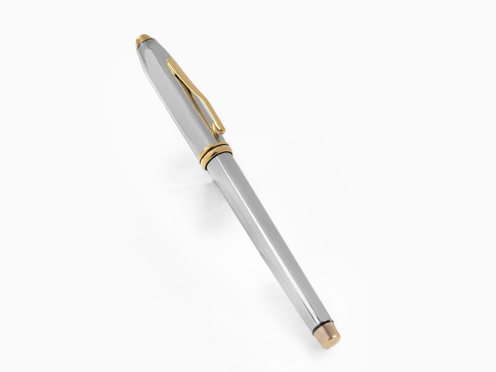 Pluma Estilográfica Cross Townsend, Cromo, Plata, Bañado en Oro 23K