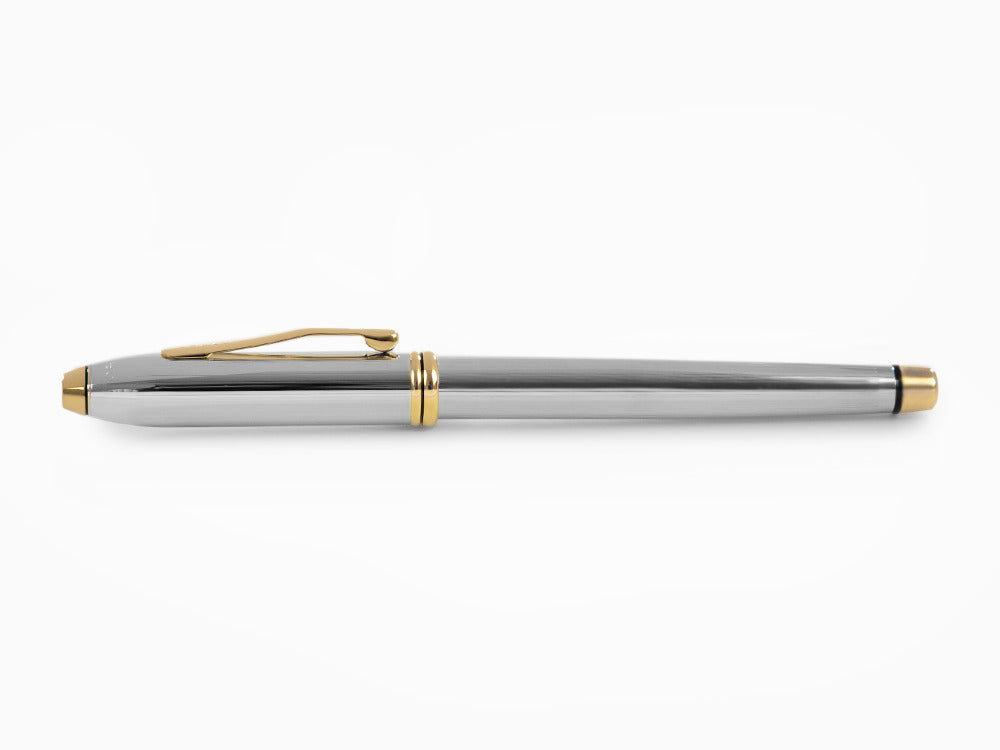 Pluma Estilográfica Cross Townsend, Cromo, Plata, Bañado en Oro 23K