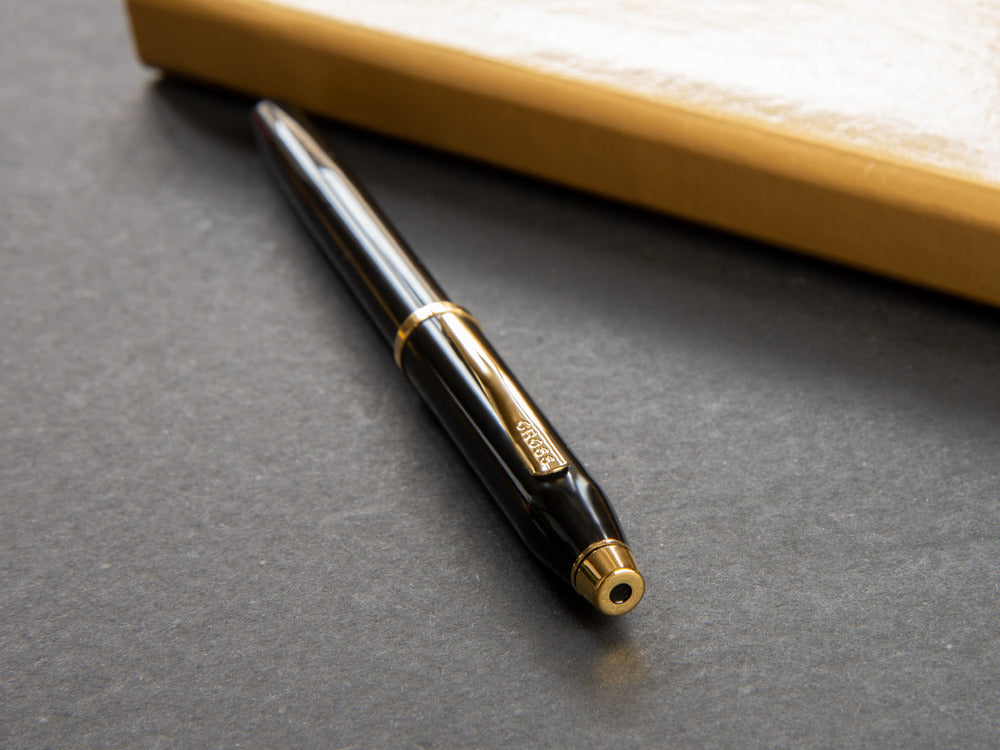 Pluma Estilográfica Cross Century II, Laca, Negro, Bañado en Oro 23K