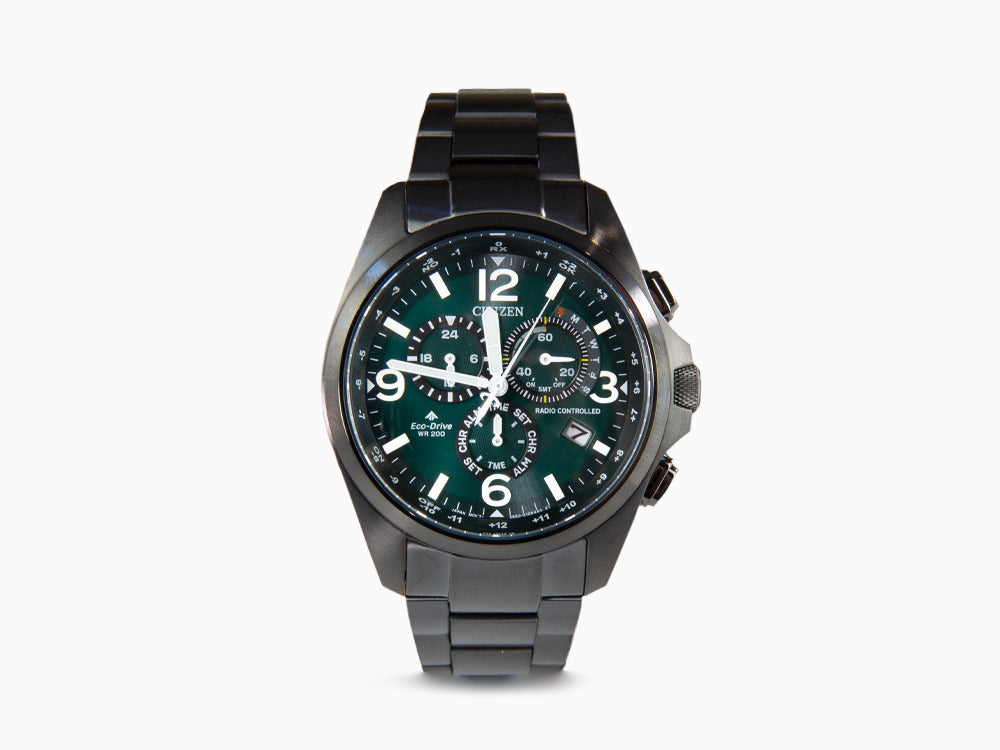 Reloj de Cuarzo Citizen Radio Controlled Crono Pilot, 45,4mm, Verde, CB5925-82X