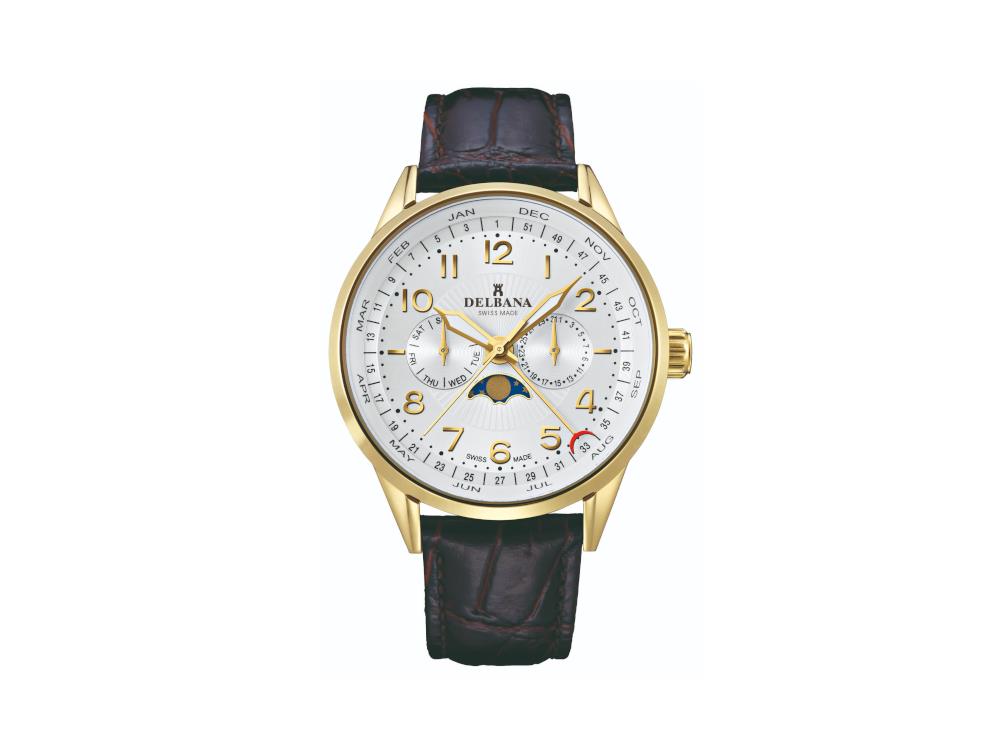 Reloj de Cuarzo Delbana Classic Retro Moonphase, PVD Oro, 42 mm, 42601.646.6.064