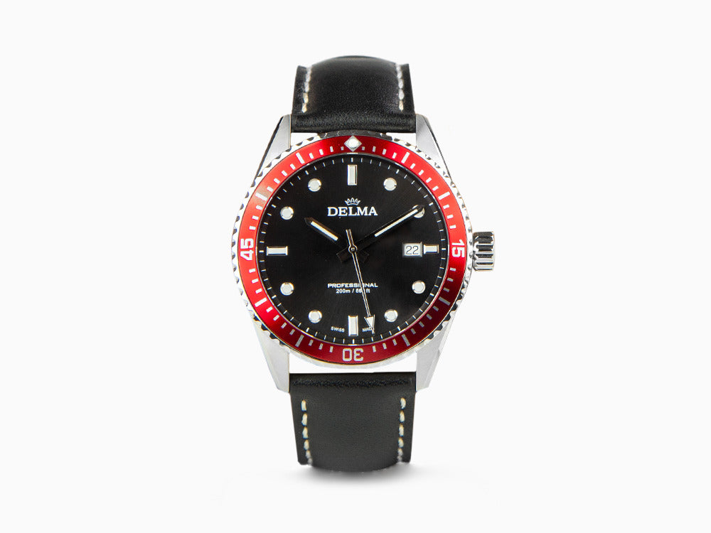 Reloj de Cuarzo Delma Diver Cayman, Negro, 42 mm, 20 atm, 41601.708.6.036