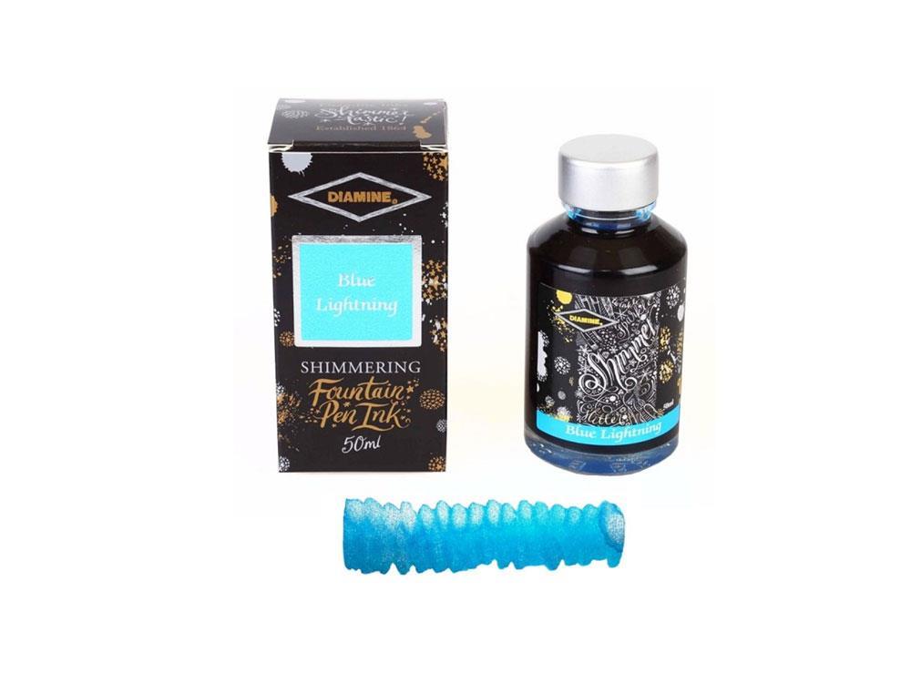 Tintero Diamine Shimmering Blue Lightning, 50ml, Cristal