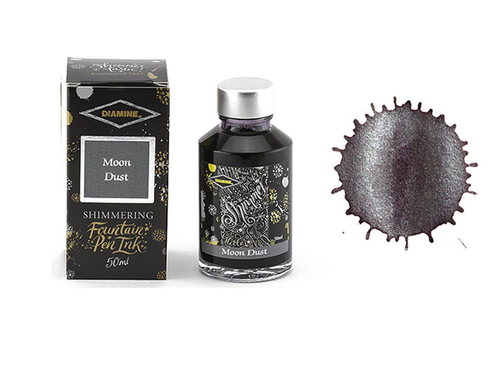 Tintero Diamine Shimmering Moon Dust, 50ml, Gris, Cristal