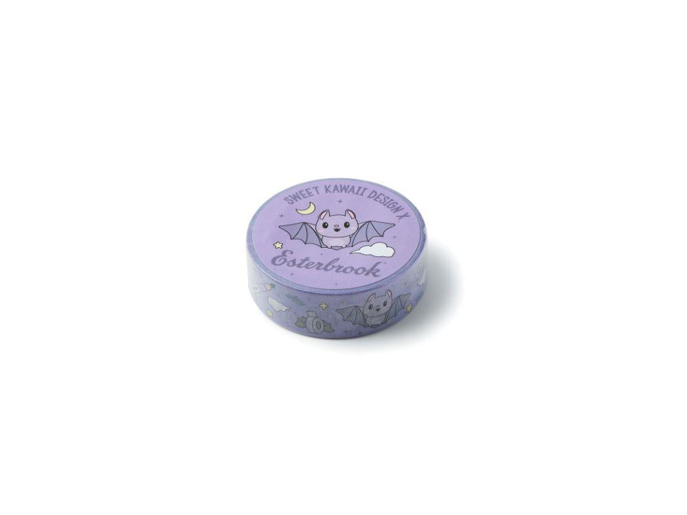 Washi Tape Esterbrook Pastel Halloween Purple Bats, Edición especial