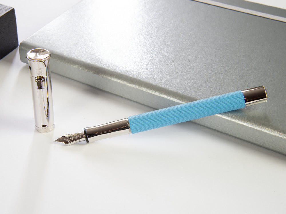 Estilográfica Graf von Faber-Castell Guilloche Gulf Blue, Resina, azul