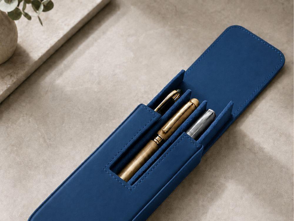 Estuche Iguana Azul para 3 piezas de escritura, PEN-CASE-BLUE-3