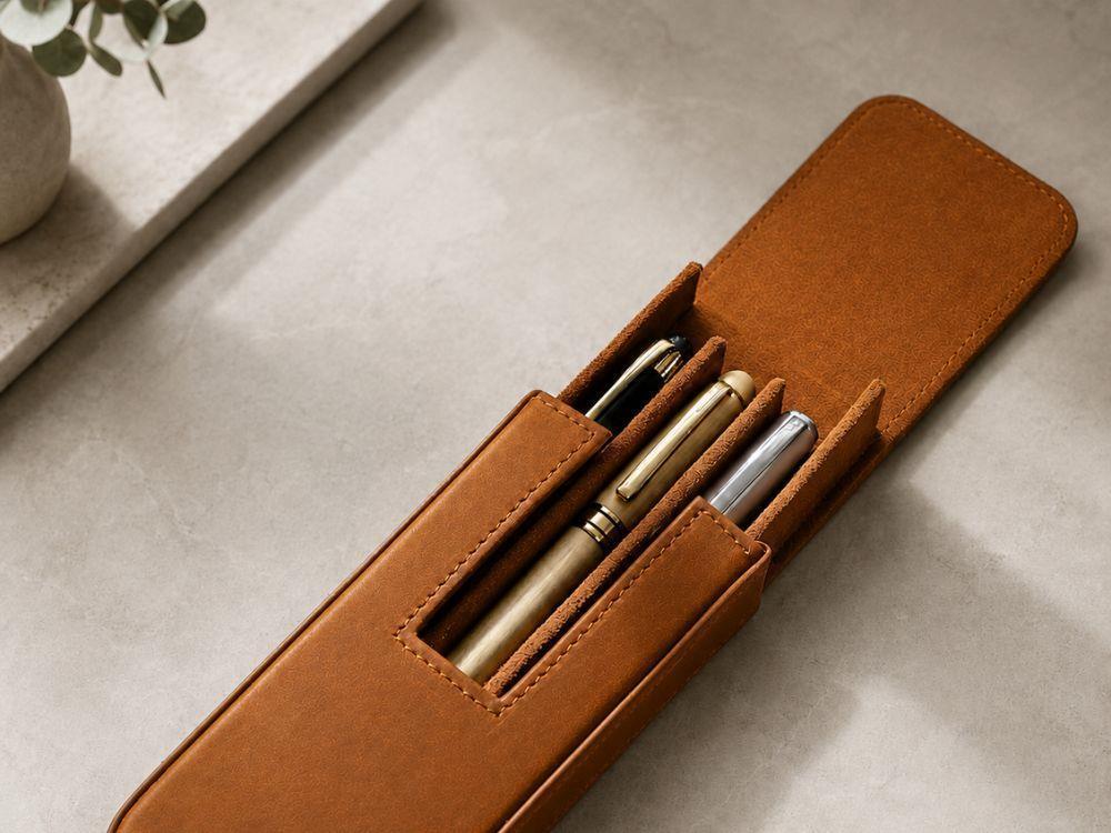 Estuche Iguana Camel para 3 piezas de escritura, PEN-CASE-CAMEL-3