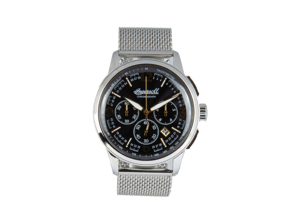Reloj de Cuarzo Ingersoll Regent, Cronógrafo, Negro, Malla milanesa, I00103