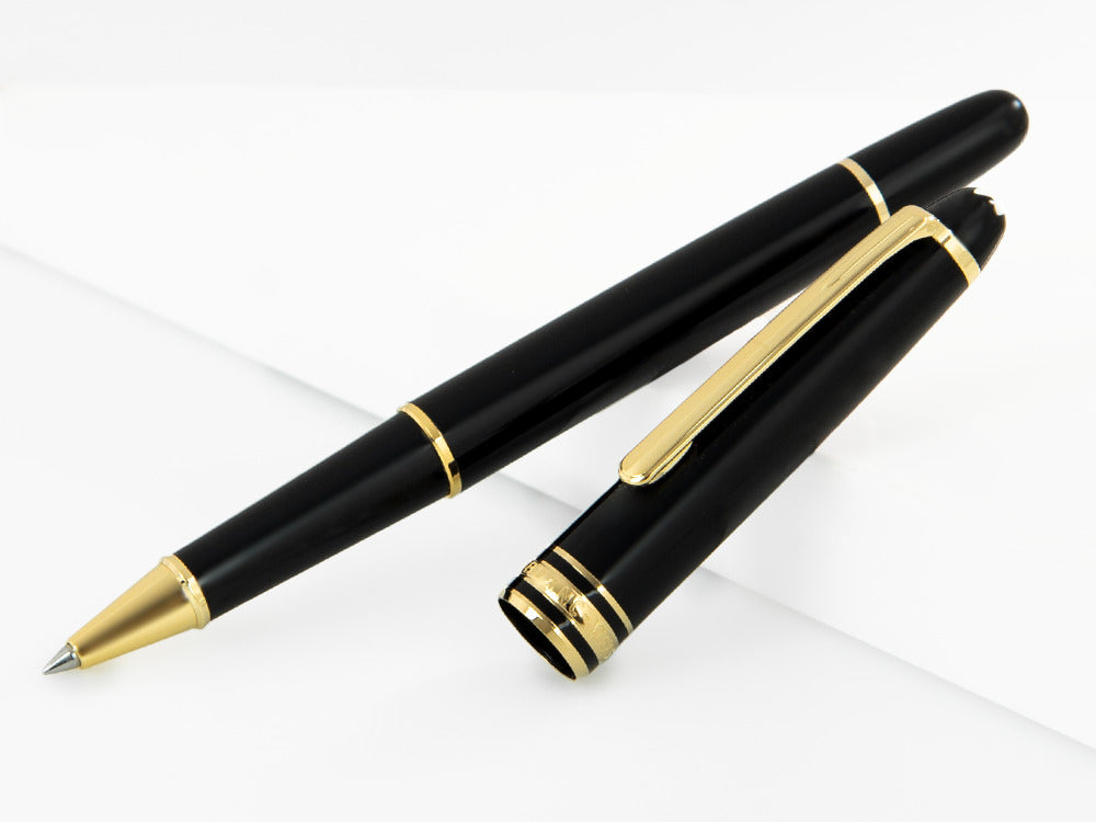 Roller Montblanc Meisterstück Classique, Adornos en oro, Negro, 132457