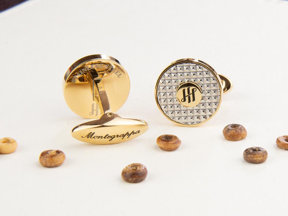 Gemelos Montegrappa Clou Ambigram, Acero inoxidable, IP Yellow Gold, IDA3CLYS