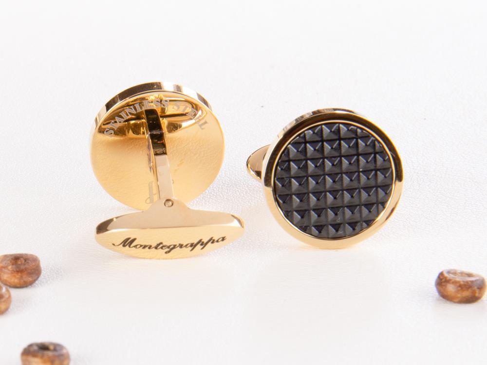 Gemelos Montegrappa Clou, Acero inoxidable, IP Yellow Gold & IP Black, IDCPCLYB