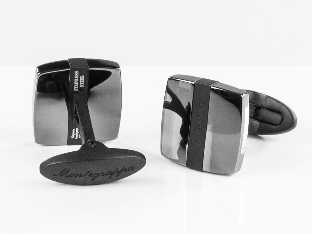 Gemelos Montegrappa Quadro, Acero inoxidable, IP Gun Metal & IP Black, IDQUCLLB