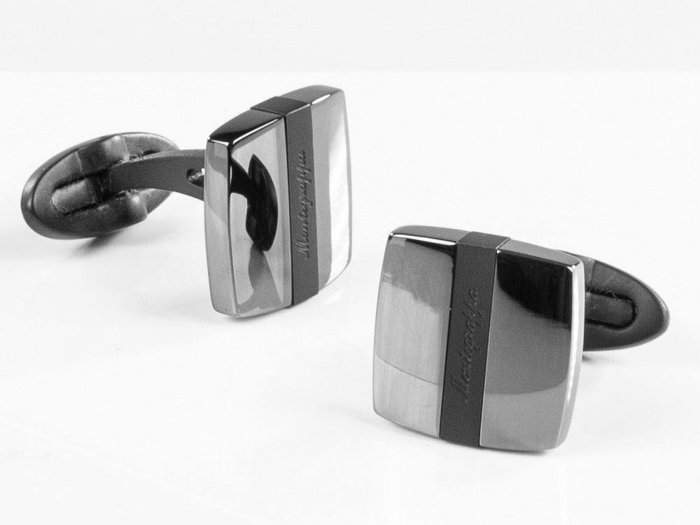 Gemelos Montegrappa Quadro, Acero inoxidable, IP Gun Metal & IP Black, IDQUCLLB