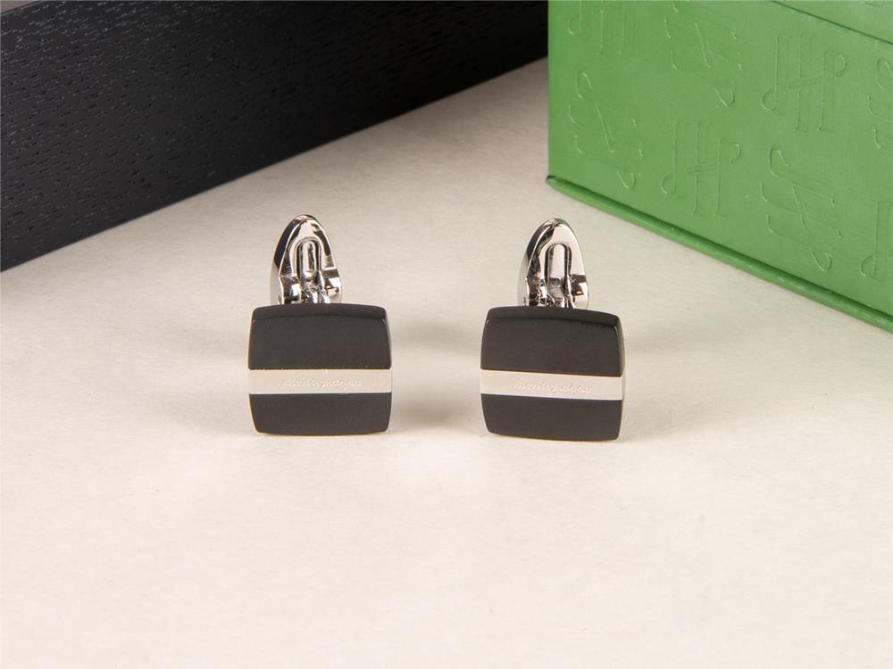 Gemelos Montegrappa Quadro, Acero inoxidable, IP Black, IDQUCLSB