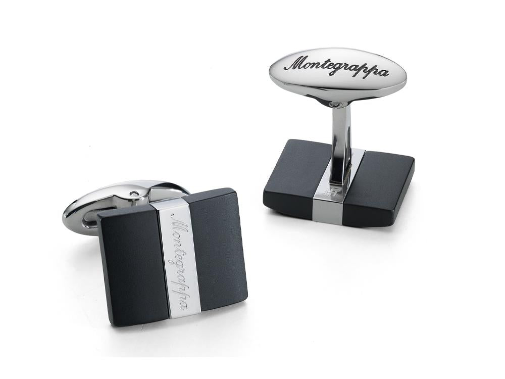Gemelos Montegrappa Rettangolo, Acero inoxidable & IP Black, IDRTCLSB