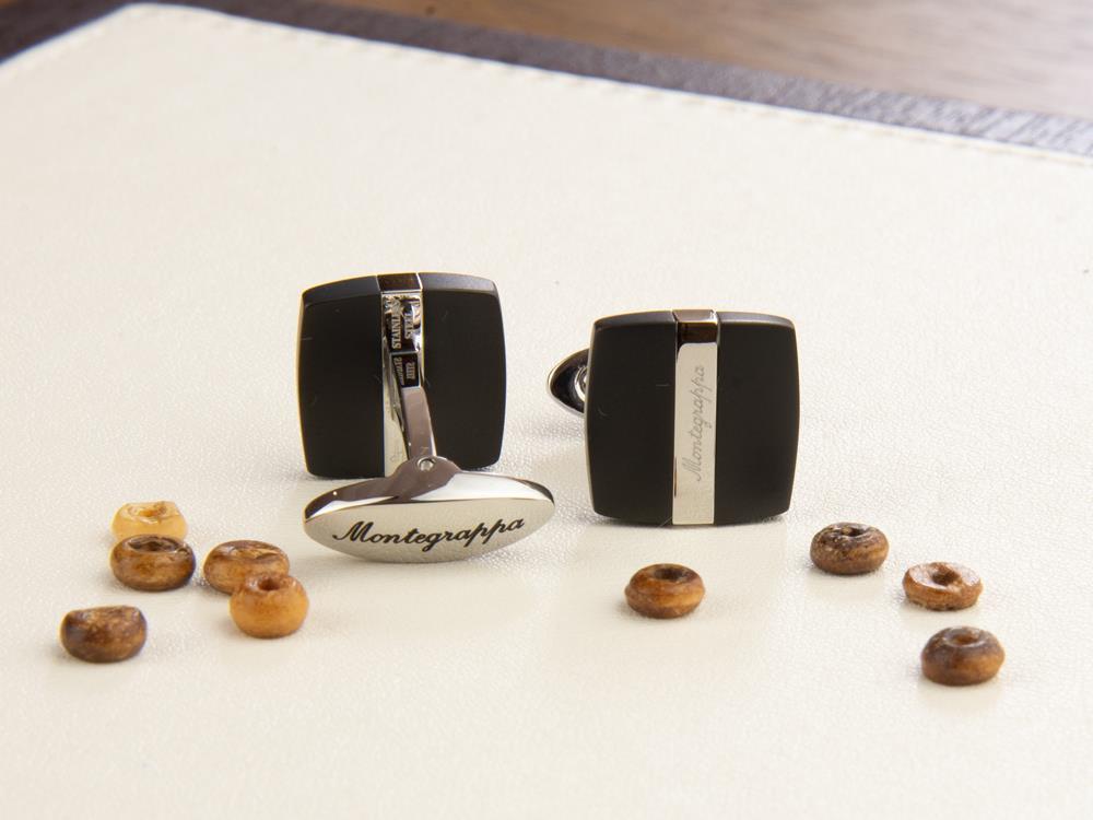 Gemelos Montegrappa Rettangolo, Acero inoxidable & IP Black, IDRTCLSB