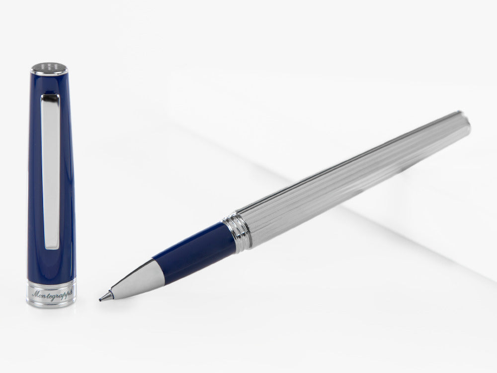 Roller Montegrappa Armonia Duetto, Acero, Azul, ISA1MRAB