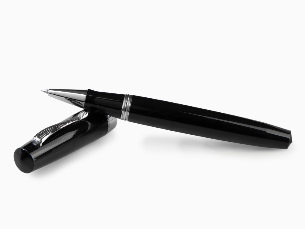 Roller Montegrappa Elmo 02 Jet Black, Resina Negra, Acero Inoxidable, ISE2RRAC